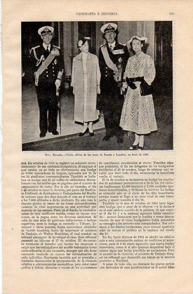 LAMINA V11057: Los reyes de Suecia en Londres en 1954