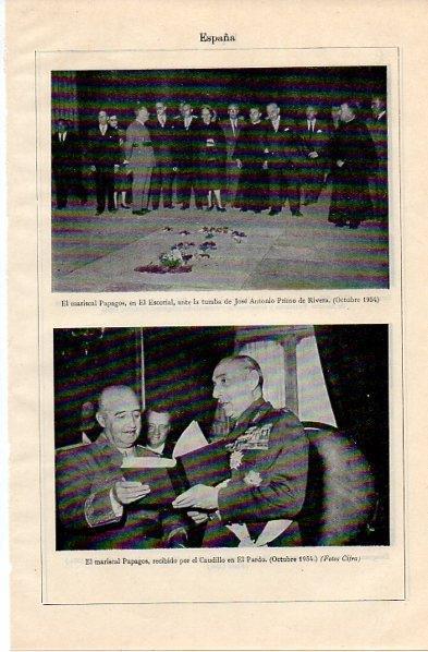 LAMINA V11036: El mariscal Papagos en la tumba de Jose Antonio Primo de Ribera
