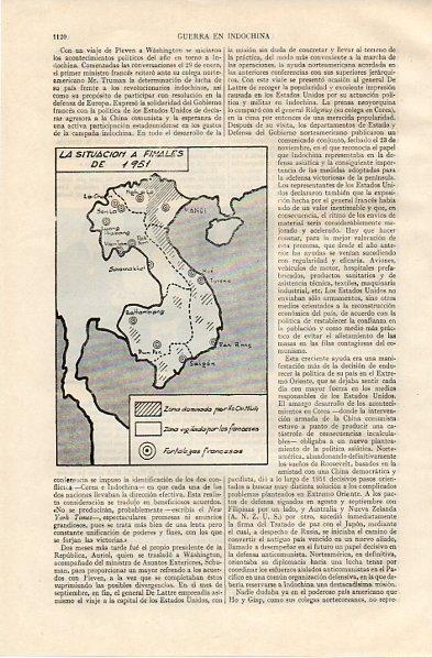 LAMINA V11092: Mapa de la guerra de Indochina en 1951
