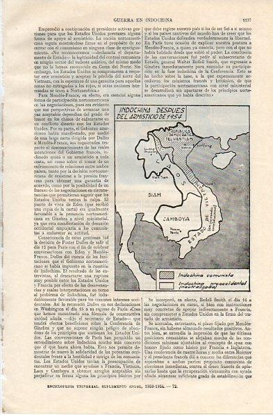 LAMINA V11096: Mapa de Indochina despues del armisticio de 1954