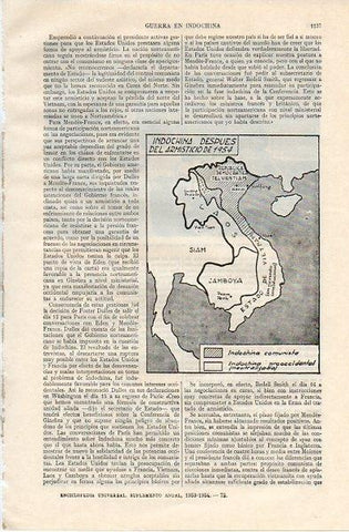 LAMINA V11096: Mapa de Indochina despues del armisticio de 1954