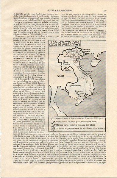 LAMINA V11097: Mapa de la fase inicial de operaciones de la guerra de Indochina 