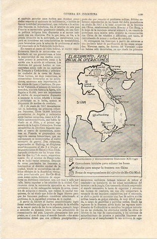 LAMINA V11097: Mapa de la fase inicial de operaciones de la guerra de Indochina 