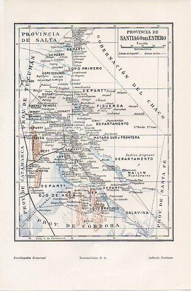 LAMINA V11254: Mapa de la provincia de Santiago del Estero, Argentina