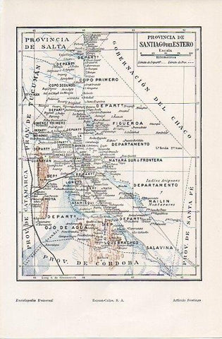 LAMINA V11254: Mapa de la provincia de Santiago del Estero, Argentina