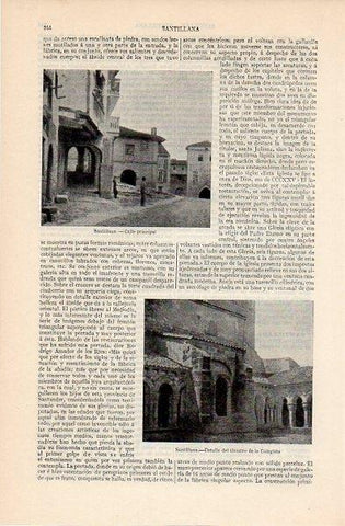 LAMINA V11261: Claustro Colegiata y calle de Santillana del Mar