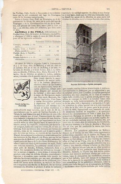LAMINA V11307: Iglesia y escudo de Sapobla, Mallorca