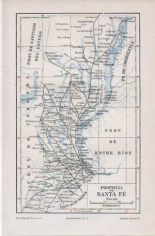 LAMINA V11187: Mapa de la provincia de Sanfa Fe, Argentina