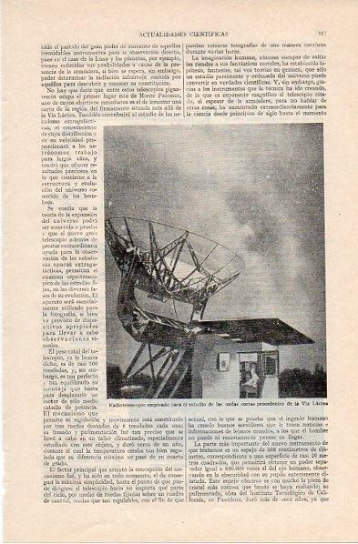 LAMINA V10823: Radiotelescopio para el estudio de las ondas de la Via Lactea
