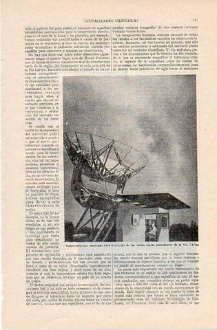 LAMINA V10823: Radiotelescopio para el estudio de las ondas de la Via Lactea