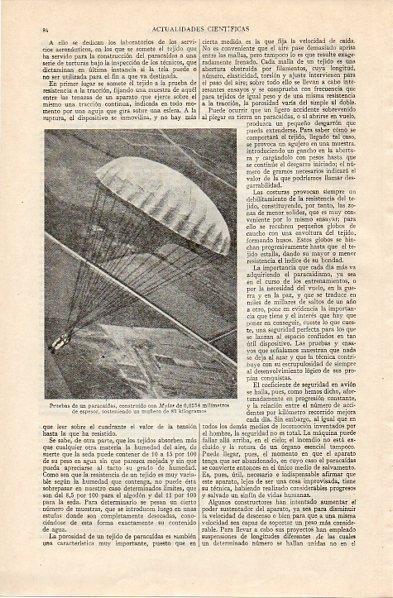 LAMINA V10811: Pruebas de un paracaidas