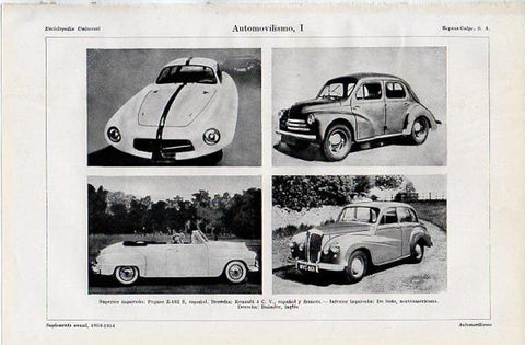LAMINA V10860: Automoviles Pegaso Z-102, Renault 4 C V y Daimler ingles