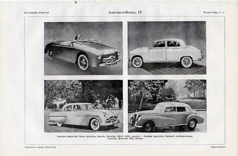 LAMINA V10865: Automoviles Sinca Aronde, Seat 1400, Packard y Mercedes 300