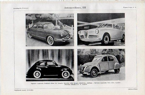 LAMINA V10870: Automoviles Panhard, Alfa Romeo y Citroen 2 C