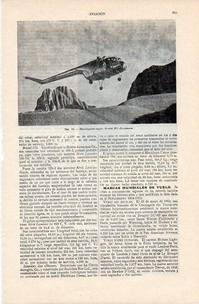 LAMINA V10891: Helicoptero Bristol 171 Sycamore