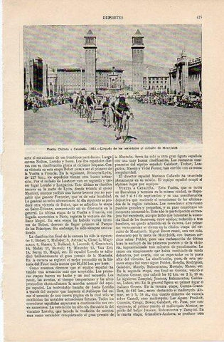 LAMINA V10919: Llegada a Montjuich en la Vuelta Ciclista a Cataluña de 1953
