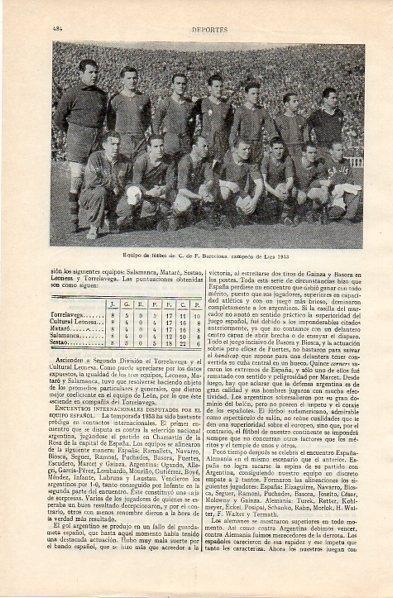 LAMINA V10920: Futbol Club Barcelona campeon de Liga de 1953