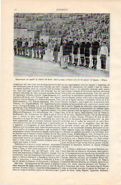 LAMINA V10925: España y Belgica en Campeonato del Mundo de hockey sobre patines 1953-54