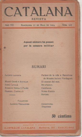 Varios E00256: Catalana Revista. Barcelona 31 de Maig de 1924 num 167
