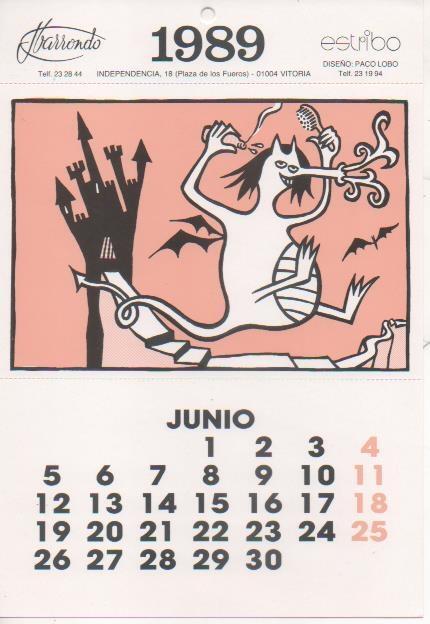Varios E00203: Postal calendario Jumio 1989