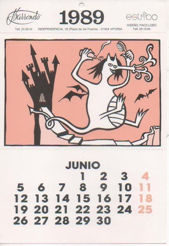 Varios E00203: Postal calendario Jumio 1989