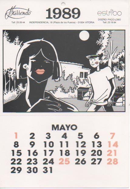 Varios E00202: Postal calendario Mayo 1989