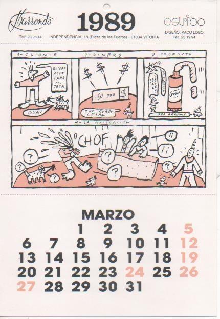 Varios E00200: Postal calendario Marzo 1989