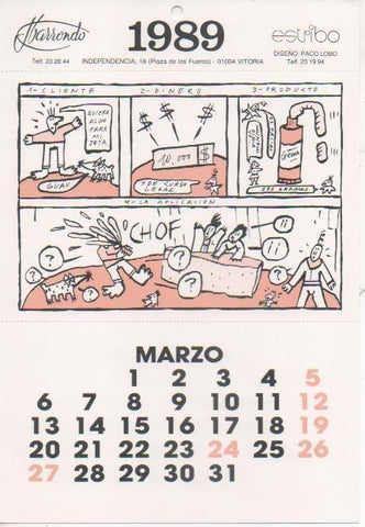 Varios E00200: Postal calendario Marzo 1989
