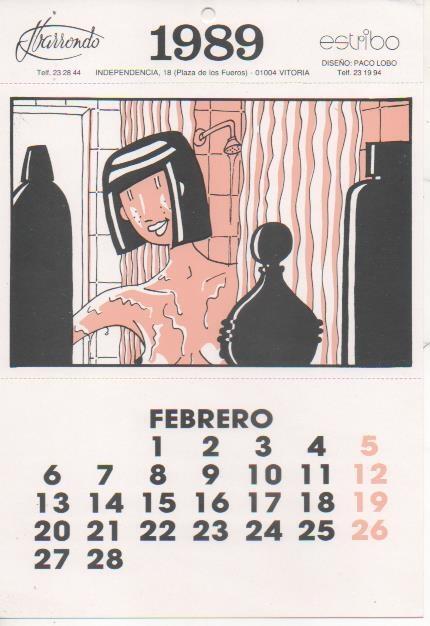 Varios E00199: Postal calendario Febreo 1989