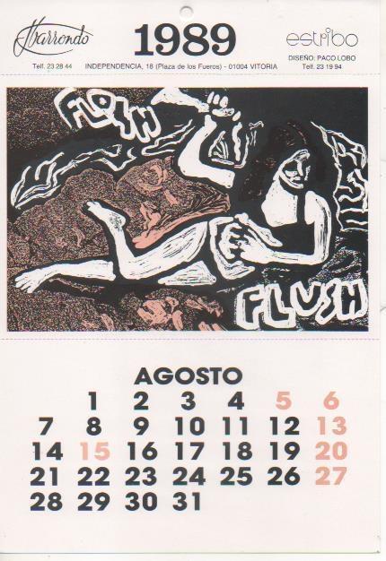 Varios E00205: Postal calendario Agosto 1989