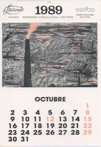Varios E00207: Postal calendario Octubre 1989