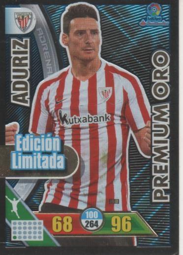 Cromo E002852: Trade Card Game Adrenalyn. Liga 2016-17, Premium Oro. Edición Limitada. Aduriz. Bilbao. A.C.