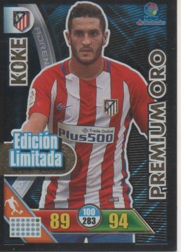 Cromo E002850: Trade Card Game Adrenalyn. Liga 2016-17, Premium Oro. Edición Limitada. Koke. C.A.de Madrid