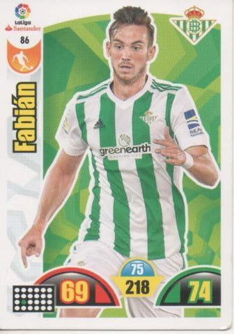 Cromo E002875: Trade Card Game Adrenalyn. Liga 2017-18, Fabián. Real Betis Balonpié