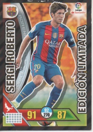 Cromo E002846: Trade Card Game Adrenalyn. Liga 2016-17, Edición Limitada. Sergio Roberto. F.C. Barcelona