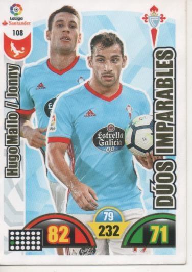 Cromo E002881: Trade Card Game Adrenalyn. Liga 2017-18, Dúos Imparables. Hugo Mallo/Jonny. R.C. Celta de Vigo