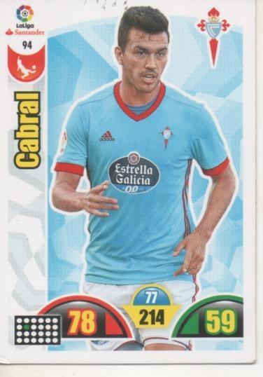 Cromo E002879: Trade Card Game Adrenalyn. Liga 2017-18, Cabral. R.C. Celta de Vigo