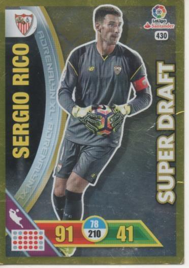 Cromo E002803: Trade Card Game Adrenalyn. Liga 2016-17, Super Draft. Sergio Rico. Sevilla. F.C.