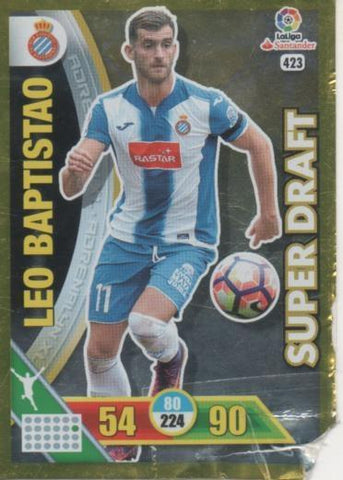 Cromo E002799: Trade Card Game Adrenalyn. Liga 2016-17, Super Draft. Leo Baptistao. R.C.D. Espanyol