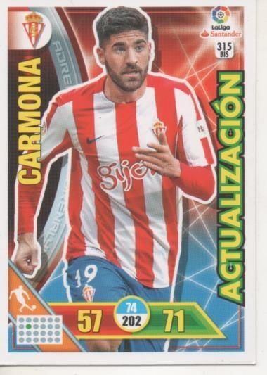 Cromo E002816: Trade Card Game Adrenalyn. Liga 2016-17, Actualización. Carmaona. Real Sprting de Gijón