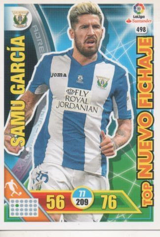 Cromo E002838: Trade Card Game Adrenalyn. Liga 2016-17, Top Nuevo Fichaje. Samu García. C.D. Leganés