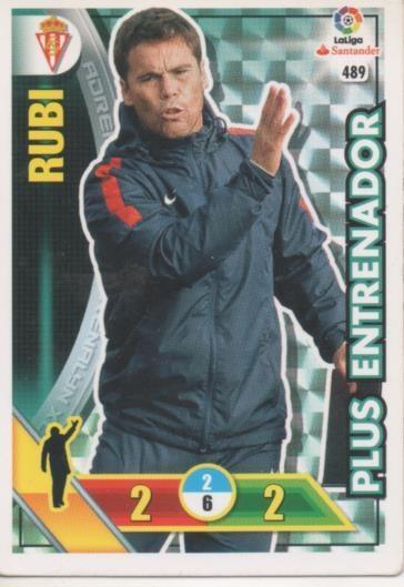 Cromo E002834: Trade Card Game Adrenalyn. Liga 2016-17, Plus Entrenador. Rubi. Real Sporting de Gijón