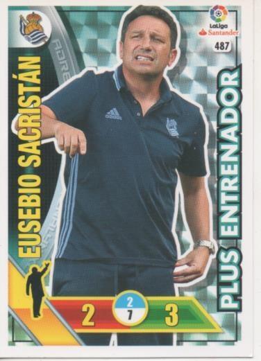 Cromo E002832: Trade Card Game Adrenalyn. Liga 2016-17, Plus Entrenador. Eusebio Sacristán. Real Sociedad