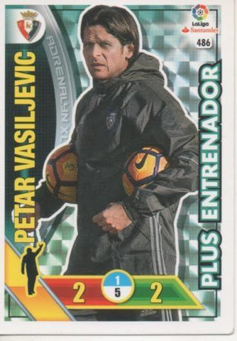 Cromo E002831: Trade Card Game Adrenalyn. Liga 2016-17, Plus Entrenador. Petar Vasiljevic. C.A. Osasuna