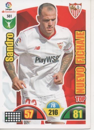 Cromo E003014: Trade Card Game Adrenalyn. Liga 2017-18, Nuevo Fichaje. Sandro. Sevilla F.C.