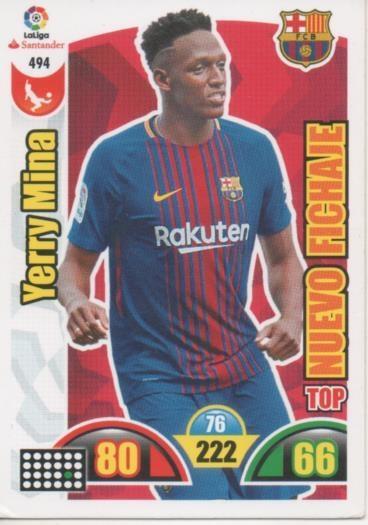 Cromo E003012: Trade Card Game Adrenalyn. Liga 2017-18, Nuevo Fichaje. Yerry Mina. F.C. Barcelona