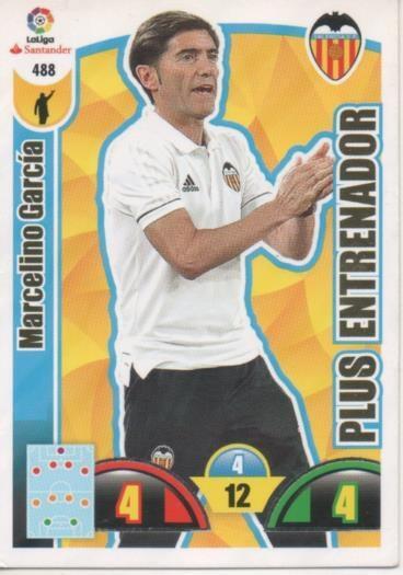 Cromo E003010: Trade Card Game Adrenalyn. Liga 2017-18, Plus Entrenador. Marcelino García. Valencia C.F.