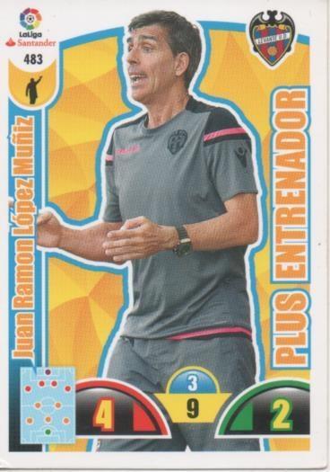 Cromo E003009: Trade Card Game Adrenalyn. Liga 2017-18, Plus Entrenador. J. Ramón López Muñiz. Levante U.D.