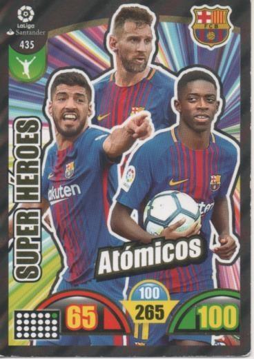 Cromo E003004: Trade Card Game Adrenalyn. Liga 2017-18, Super Héroes. Atómicos. F.C. Barcelona