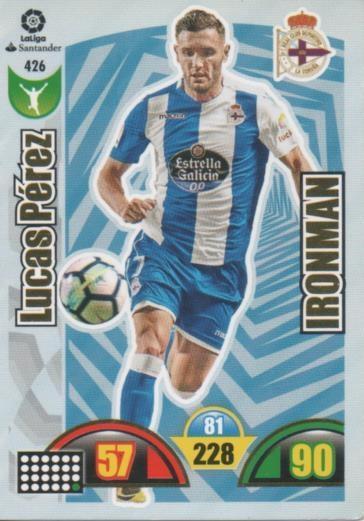 Cromo E003001: Trade Card Game Adrenalyn. Liga 2017-18, Ironman. Lucas Pérez. R.C.D. La Coruña